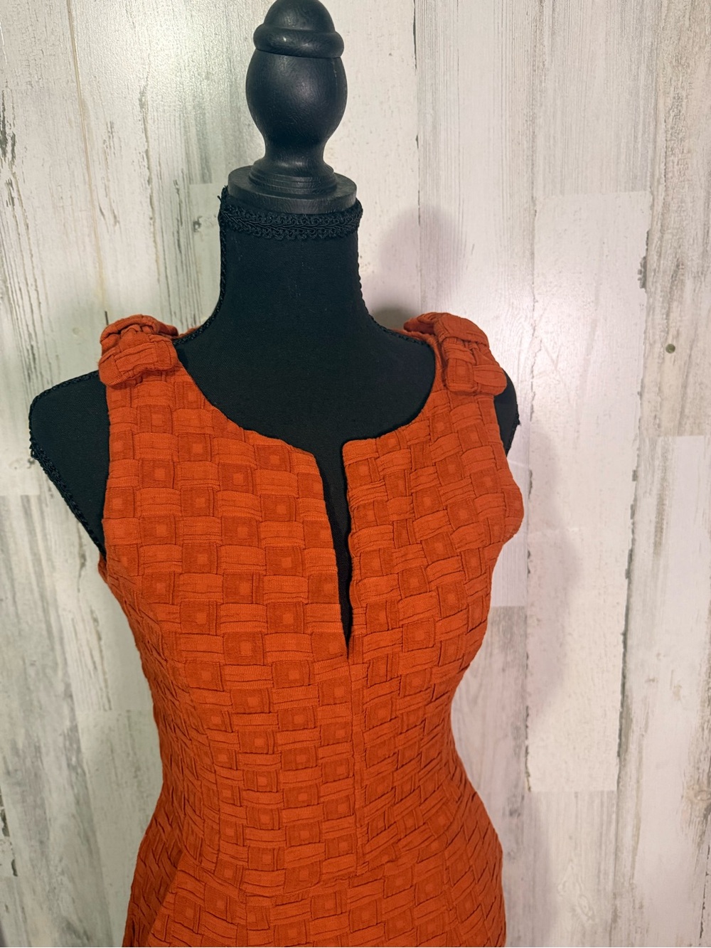 Stunning textured sheath Burnt Orange dress by Tabitha Anthropologie size 0 - Picture 4 of 13